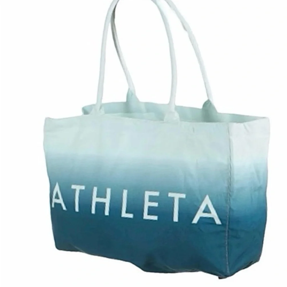 Athleta Blue Ombre‎ shoulder canvas tote bag with rope handles